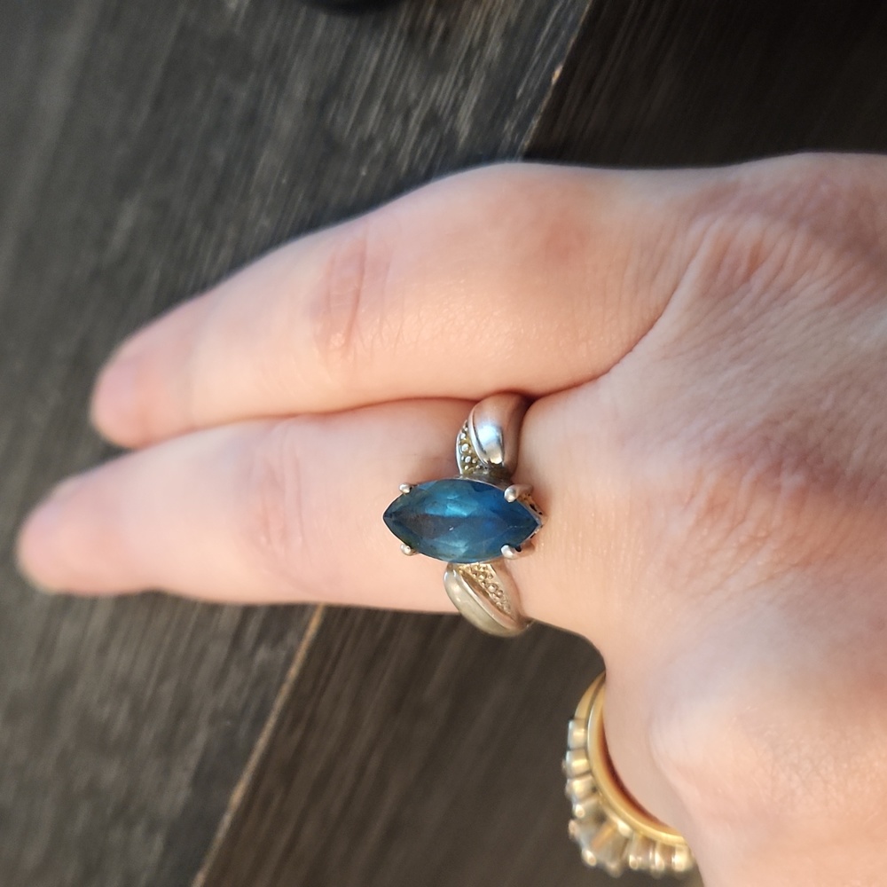 Blue Topaz and sterling silver size 6